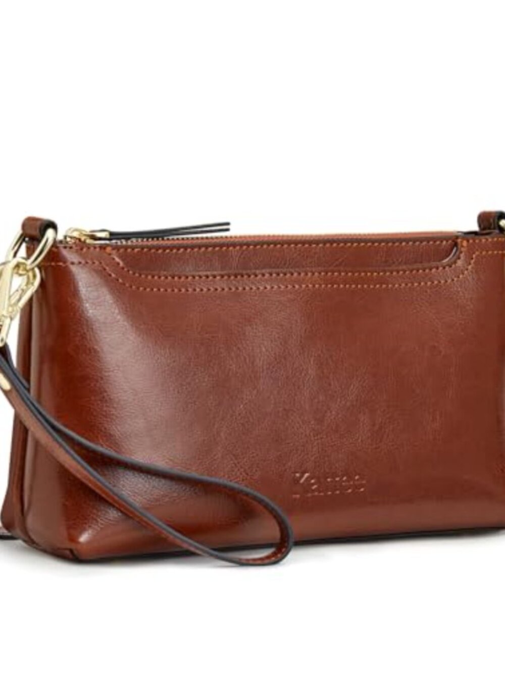 Genuine Leather Crossbody Bag Wristlet 2 Straps Small Purse Wallet